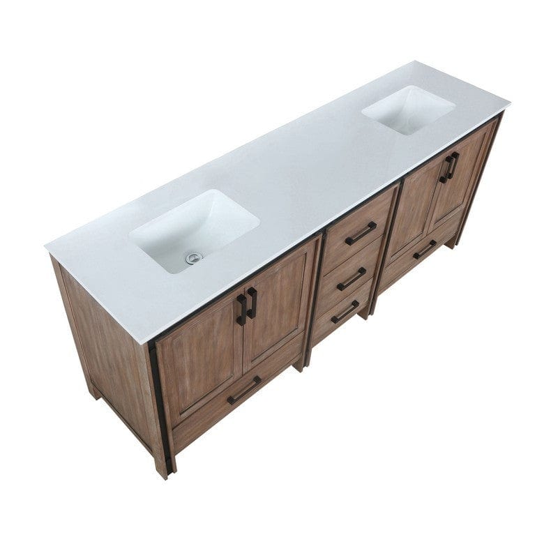 Ziva Transitional Rustic Barnwood 80" Double Vanity, Cultured Marble Top, White Square Sinks | LZV352280SNJS000