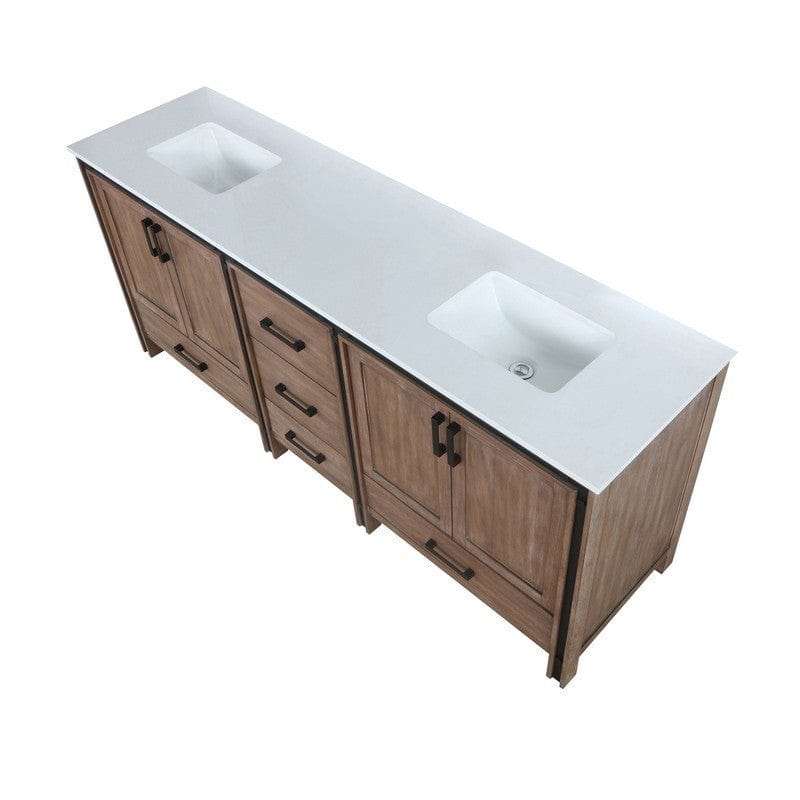 Ziva Transitional Rustic Barnwood 80" Double Vanity, Cultured Marble Top, White Square Sinks | LZV352280SNJS000