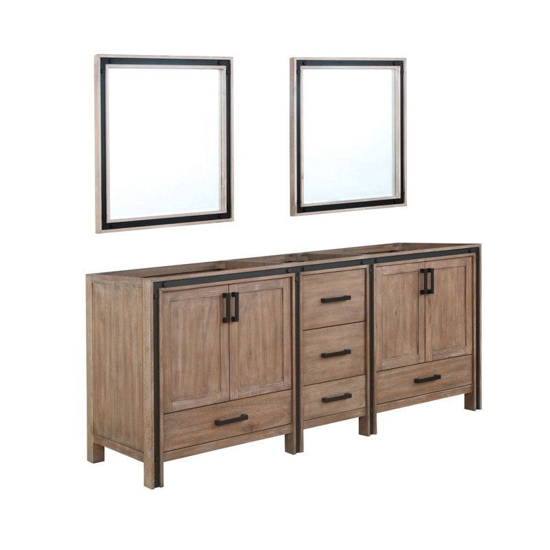 Ziva Transitional Rustic Barnwood 80" Double Vanity, no Top and 30" Mirrors | LZV352280SN00M30