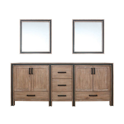 Ziva Transitional Rustic Barnwood 80" Double Vanity, no Top and 30" Mirrors | LZV352280SN00M30