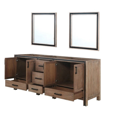 Ziva Transitional Rustic Barnwood 80" Double Vanity, no Top and 30" Mirrors | LZV352280SN00M30