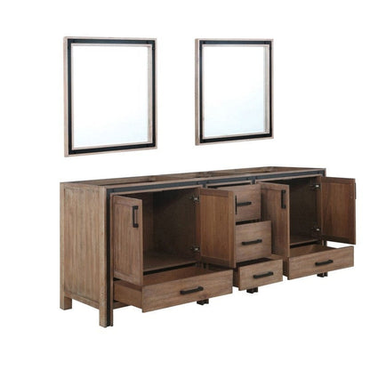 Ziva Transitional Rustic Barnwood 80" Double Vanity, no Top and 30" Mirrors | LZV352280SN00M30