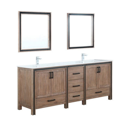 Ziva Transitional Rustic Barnwood 80" Double Vanity Set | LZV352280SNJSM30F