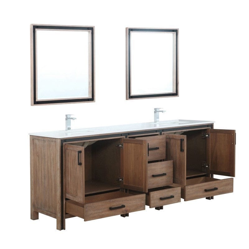 Ziva Transitional Rustic Barnwood 80" Double Vanity Set | LZV352280SNJSM30F