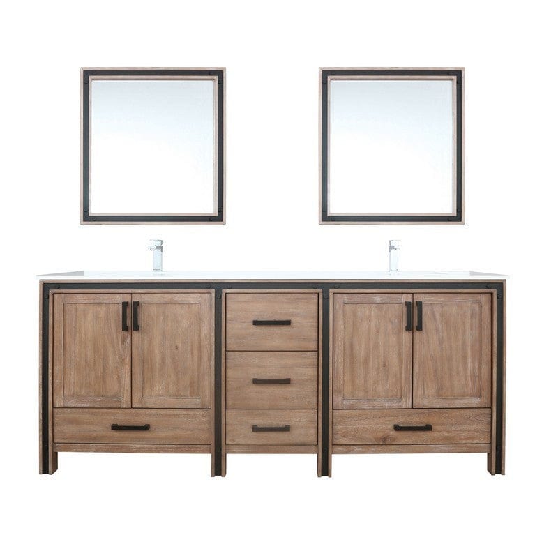 Ziva Transitional Rustic Barnwood 80" Double Vanity Set | LZV352280SNJSM30F