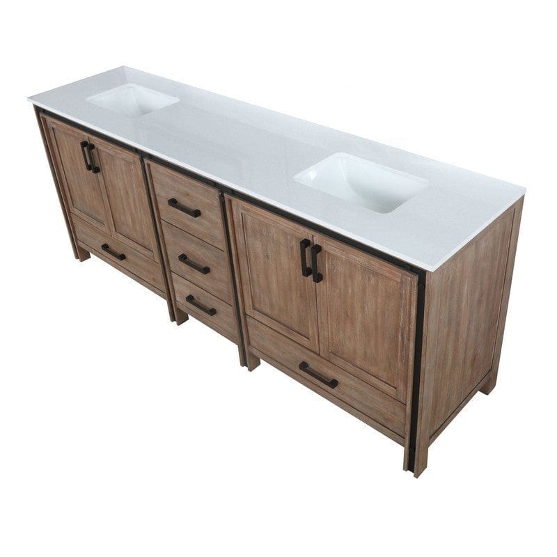 Ziva Transitional Rustic Barnwood 84" Double Vanity, Cultured Marble Top, White Square Sinks | LZV352284SNJS000