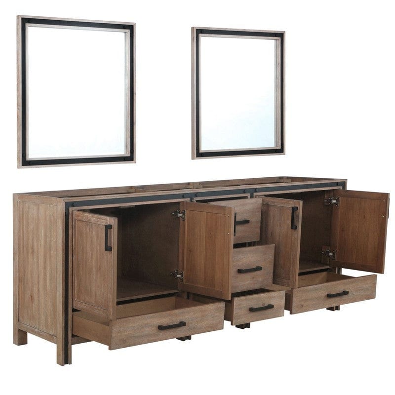 Ziva Transitional Rustic Barnwood 84" Double Vanity, no Top and 34" Mirrors | LZV352284SN00M34