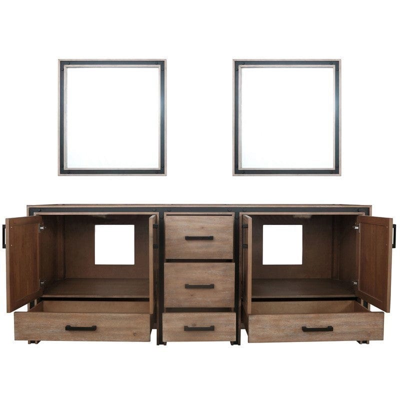 Ziva Transitional Rustic Barnwood 84" Double Vanity, no Top and 34" Mirrors | LZV352284SN00M34