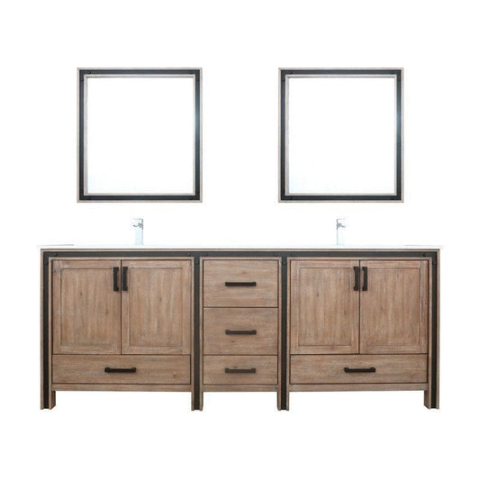 Ziva Transitional Rustic Barnwood 84" Double Vanity Set | LZV352284SNJSM34F