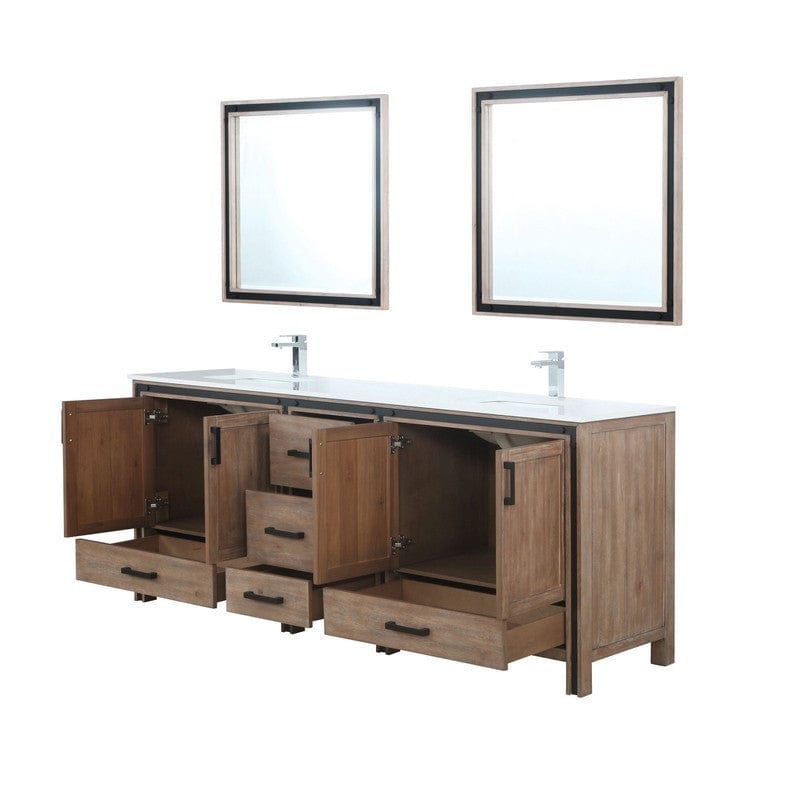 Ziva Transitional Rustic Barnwood 84" Double Vanity Set | LZV352284SNJSM34F