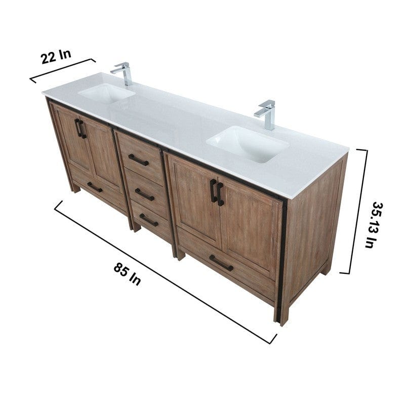 Ziva Transitional Rustic Barnwood 84" Double Vanity Set | LZV352284SNJSM34F