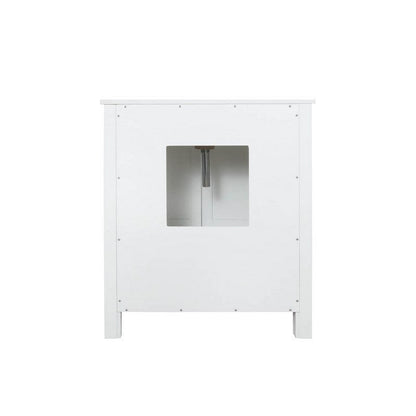 Ziva Transitional White 30" Single Vanity, Cultured Marble Top, White Square Sink and 28" Mirror | LZV352230SAJSM28