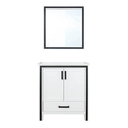 Ziva Transitional White 30" Single Vanity, Cultured Marble Top, White Square Sink and 28" Mirror | LZV352230SAJSM28