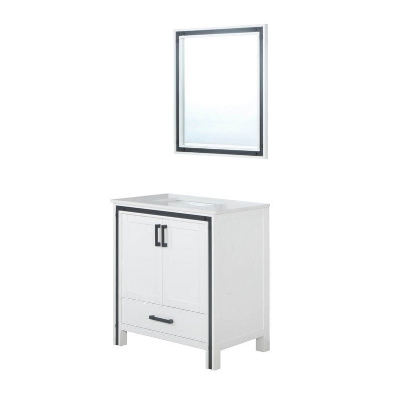 Ziva Transitional White 30" Single Vanity, Cultured Marble Top, White Square Sink and 28" Mirror | LZV352230SAJSM28