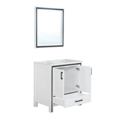 Ziva Transitional White 30" Single Vanity, Cultured Marble Top, White Square Sink and 28" Mirror | LZV352230SAJSM28