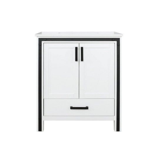 Ziva Transitional White 30" Single Vanity, Cultured Marble Top, White Square Sink and no Mirror | LZV352230SAJS000