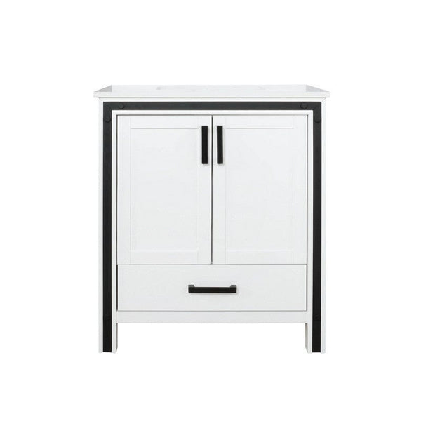Ziva Transitional White 30 Single Vanity, Cultured Marble Top, White Square Sink and no Mirror | LZV352230SAJS000