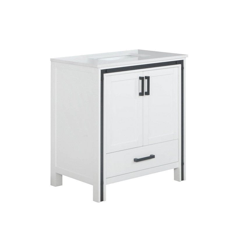 Ziva Transitional White 30" Single Vanity, Cultured Marble Top, White Square Sink and no Mirror | LZV352230SAJS000