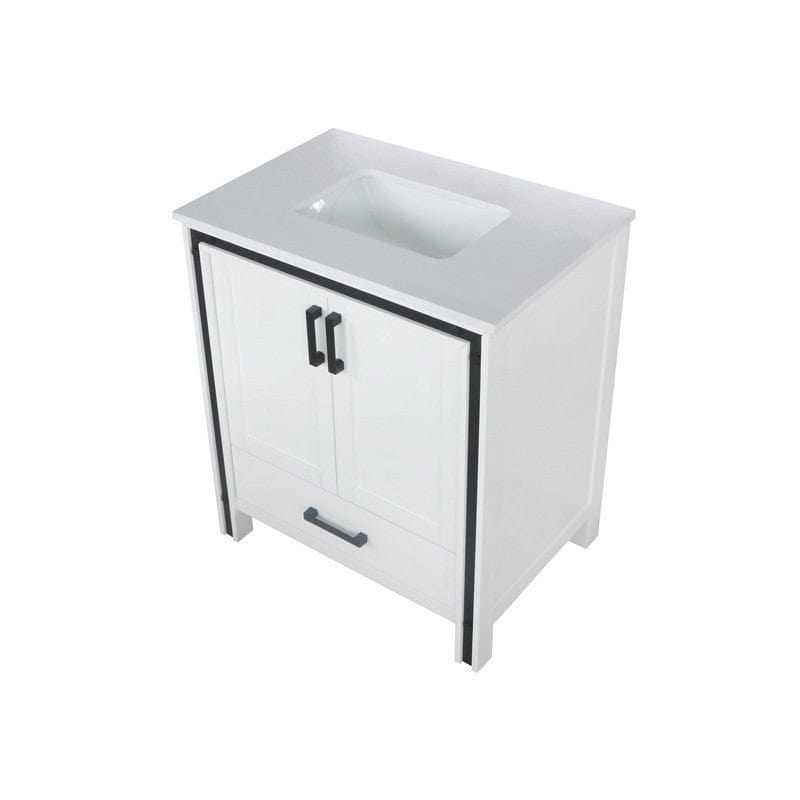 Ziva Transitional White 30" Single Vanity, Cultured Marble Top, White Square Sink and no Mirror | LZV352230SAJS000