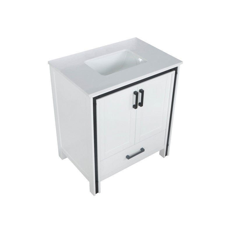 Ziva Transitional White 30" Single Vanity, Cultured Marble Top, White Square Sink and no Mirror | LZV352230SAJS000