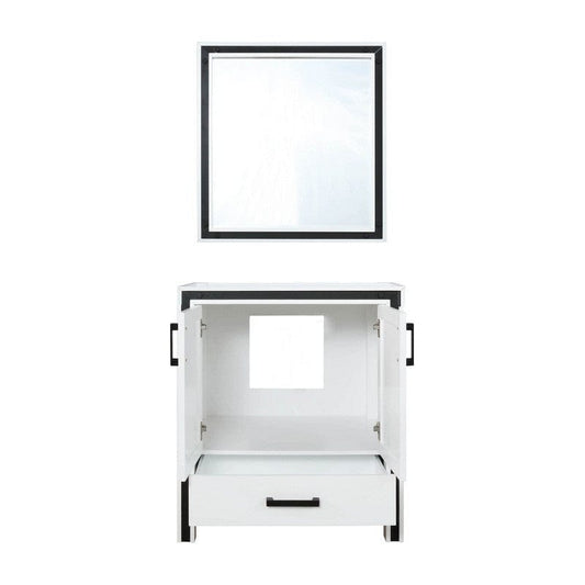 Ziva Transitional White 30" Single Vanity, no Top and 28" Mirror | LZV352230SA00M28