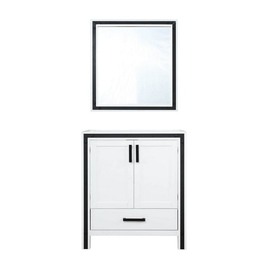 Ziva Transitional White 30" Single Vanity, no Top and 28" Mirror | LZV352230SA00M28
