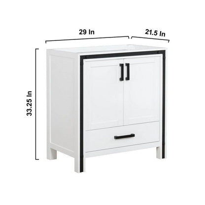 Ziva Transitional White 30" Single Vanity, no Top and 28" Mirror | LZV352230SA00M28