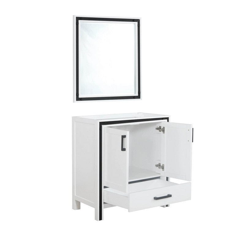 Ziva Transitional White 30" Single Vanity, no Top and 28" Mirror | LZV352230SA00M28