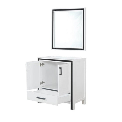 Ziva Transitional White 30" Single Vanity, no Top and 28" Mirror | LZV352230SA00M28