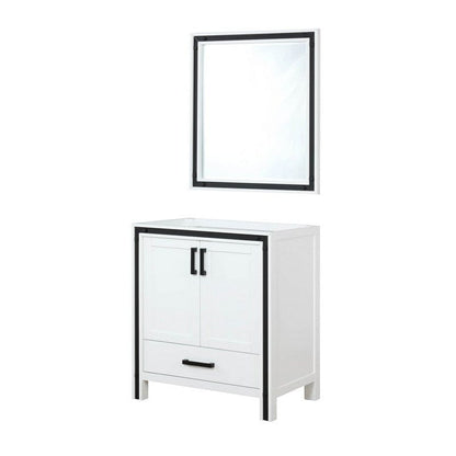 Ziva Transitional White 30" Single Vanity, no Top and 28" Mirror | LZV352230SA00M28