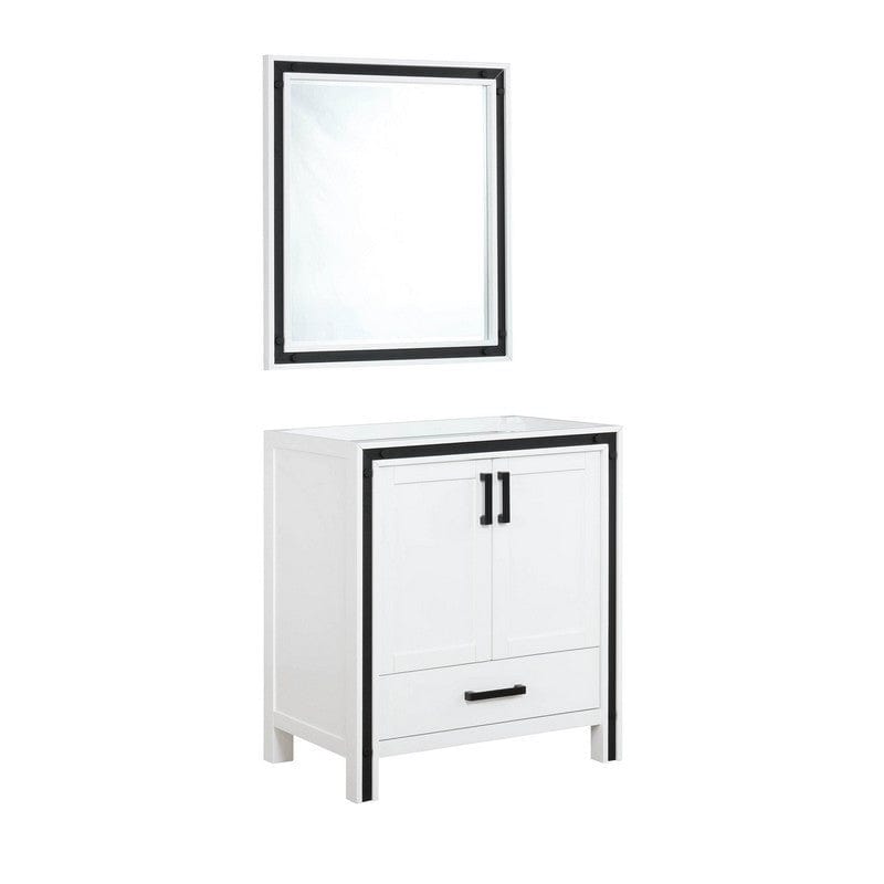 Ziva Transitional White 30" Single Vanity, no Top and 28" Mirror | LZV352230SA00M28