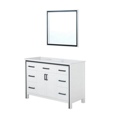 Ziva Transitional White 48" Single Vanity, Cultured Marble Top, White Square Sink and 34" Mirror | LZV352248SAJSM34