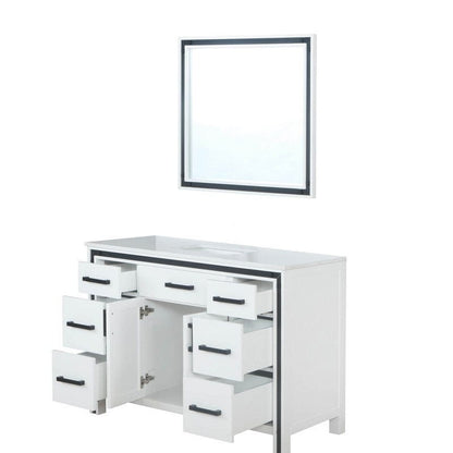 Ziva Transitional White 48" Single Vanity, Cultured Marble Top, White Square Sink and 34" Mirror | LZV352248SAJSM34