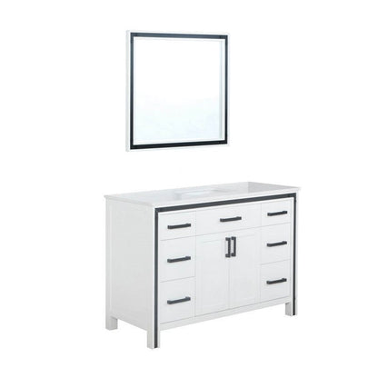 Ziva Transitional White 48" Single Vanity, Cultured Marble Top, White Square Sink and 34" Mirror | LZV352248SAJSM34