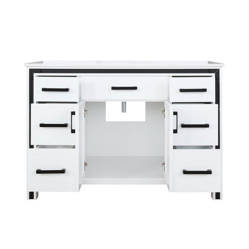 Ziva Transitional White 48" Single Vanity, Cultured Marble Top, White Square Sink | LZV352248SAJS000