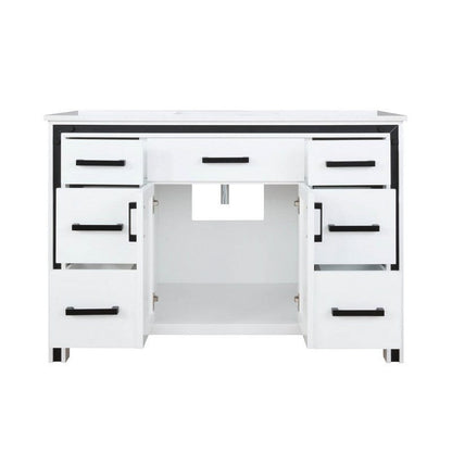 Ziva Transitional White 48" Single Vanity, Cultured Marble Top, White Square Sink | LZV352248SAJS000