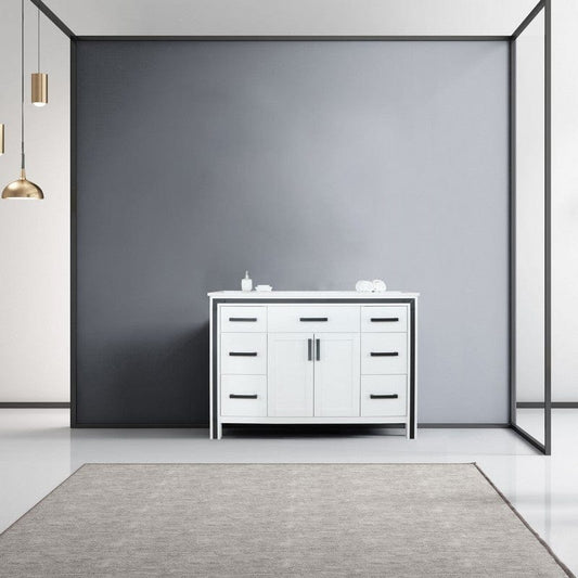Ziva Transitional White 48" Single Vanity, Cultured Marble Top, White Square Sink | LZV352248SAJS000