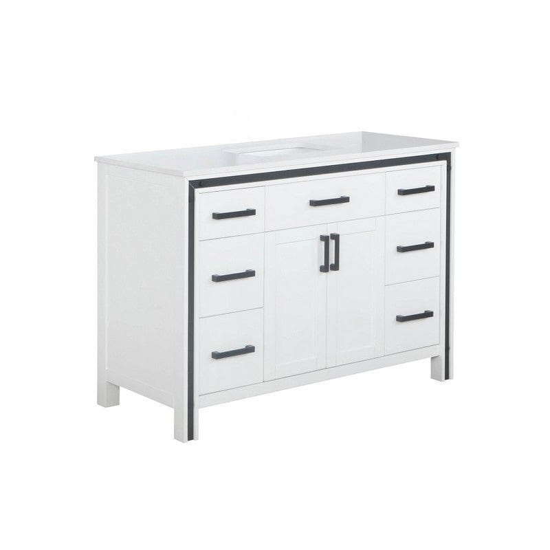 Ziva Transitional White 48" Single Vanity, Cultured Marble Top, White Square Sink | LZV352248SAJS000