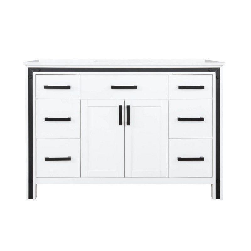 Ziva Transitional White 48" Single Vanity, Cultured Marble Top, White Square Sink | LZV352248SAJS000