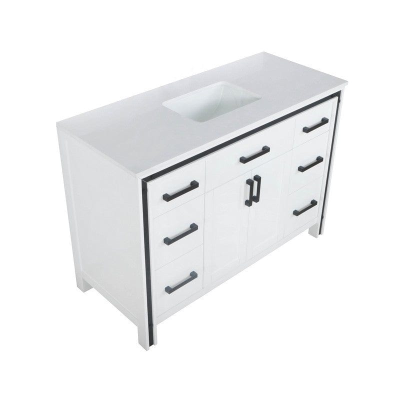 Ziva Transitional White 48" Single Vanity, Cultured Marble Top, White Square Sink | LZV352248SAJS000