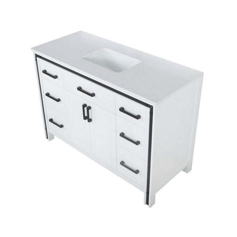 Ziva Transitional White 48" Single Vanity, Cultured Marble Top, White Square Sink | LZV352248SAJS000