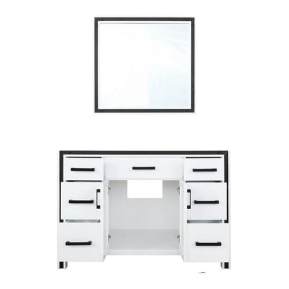 Ziva Transitional White 48" Single Vanity, no Top and 34" Mirror | LZV352248SA00M34