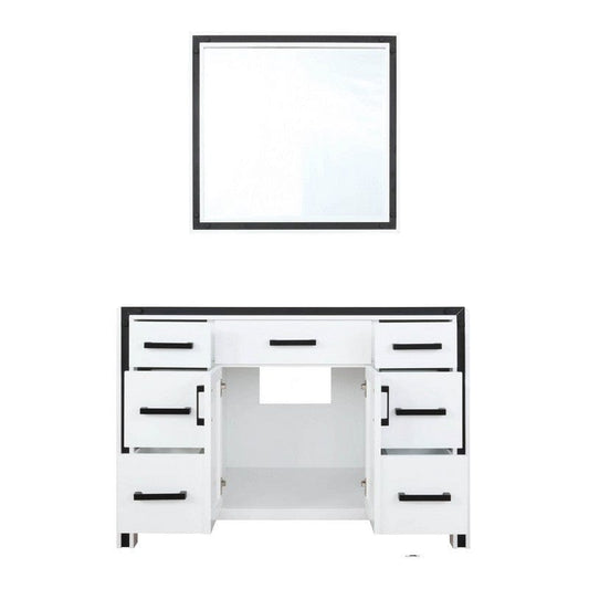 Ziva Transitional White 48" Single Vanity, no Top and 34" Mirror | LZV352248SA00M34