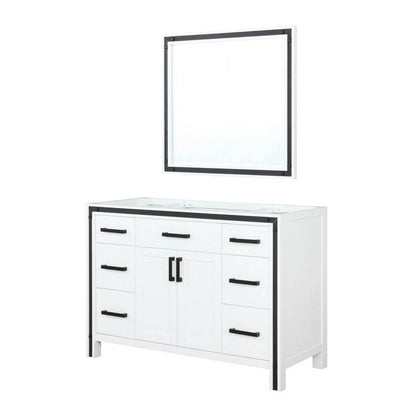 Ziva Transitional White 48" Single Vanity, no Top and 34" Mirror | LZV352248SA00M34