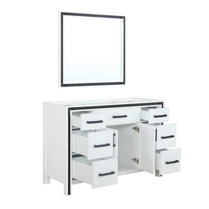 Ziva Transitional White 48" Single Vanity, no Top and 34" Mirror | LZV352248SA00M34