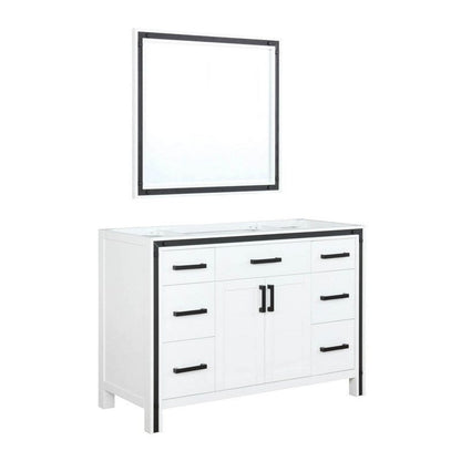 Ziva Transitional White 48" Single Vanity, no Top and 34" Mirror | LZV352248SA00M34