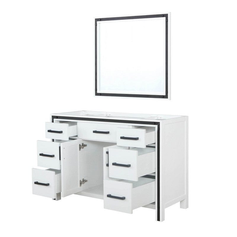 Ziva Transitional White 48" Single Vanity, no Top and 34" Mirror | LZV352248SA00M34