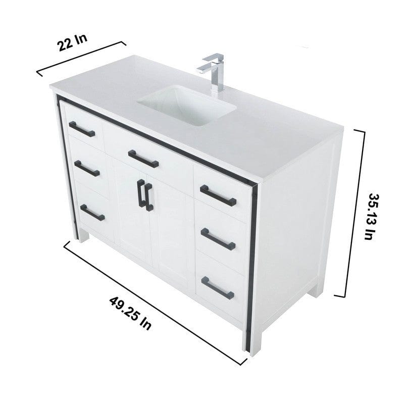 Ziva Transitional White 48" Single Vanity Set | LZV352248SAJSM34F