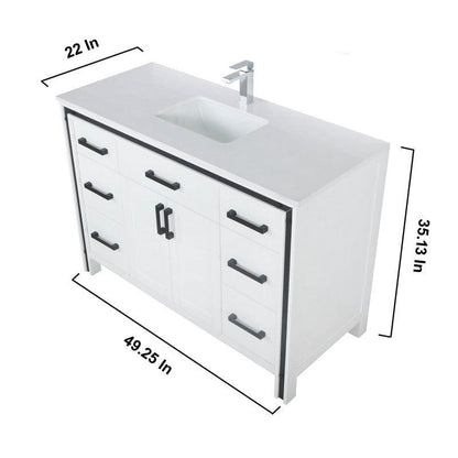 Ziva Transitional White 48" Single Vanity Set | LZV352248SAJSM34F