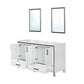 Ziva Transitional White 60" Double Vanity, Cultured Marble Top, White Square Sink and 22" Mirrors | LZV352260SAJSM22